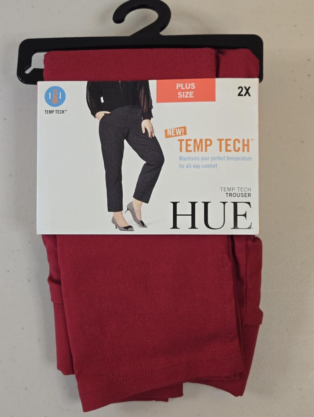 NWT Hue Temp Tech Trousers Deep Red Size 2X